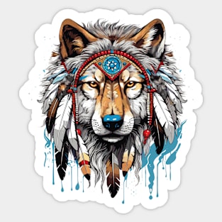 Native American Headpiece Native American Indian Wolf Sticker